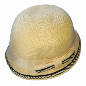 Vintage Style Cream and Navy Bucket Hat